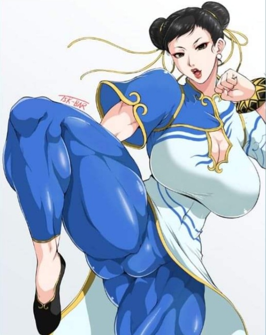 1girls capcom chun-li fat_mons female female_only fully_clothed huge_breasts pussy_bulge solo street_fighter street_fighter_6 thunder_thighs toguchi_masaya