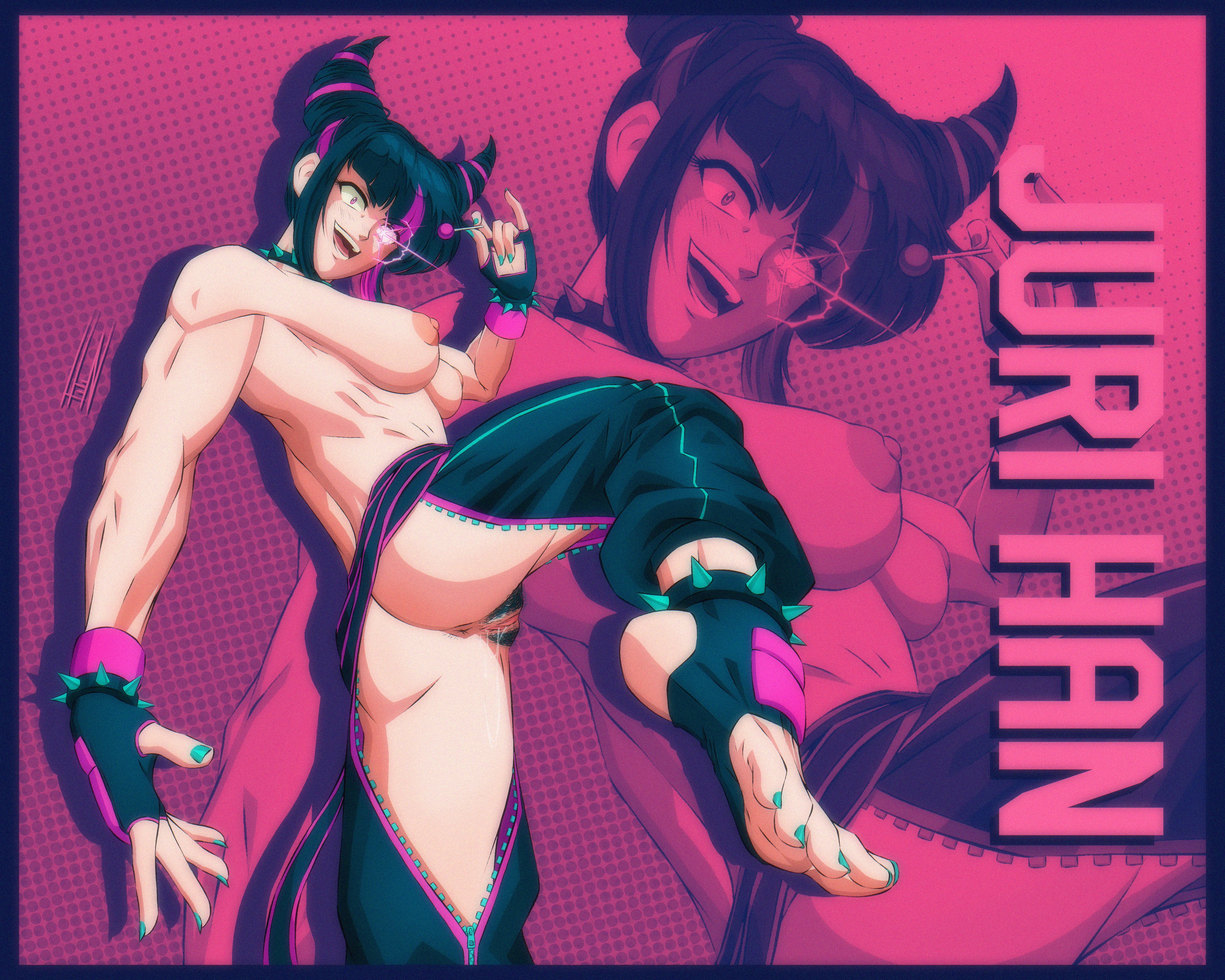 1girls, anus, ass, athletic, athletic female, blue nails, blue toenails, breasts, capcom, feet, female, female only, fit, fit female, fitiddies, foot focus, juri han, light skin, light-skinned female, muscular, muscular female, nail polish, nipples, open mouth, pubic hair, pussy, pussy juice, soles, stirrup legwear, street fighter, street fighter 6, toenail polish, toes