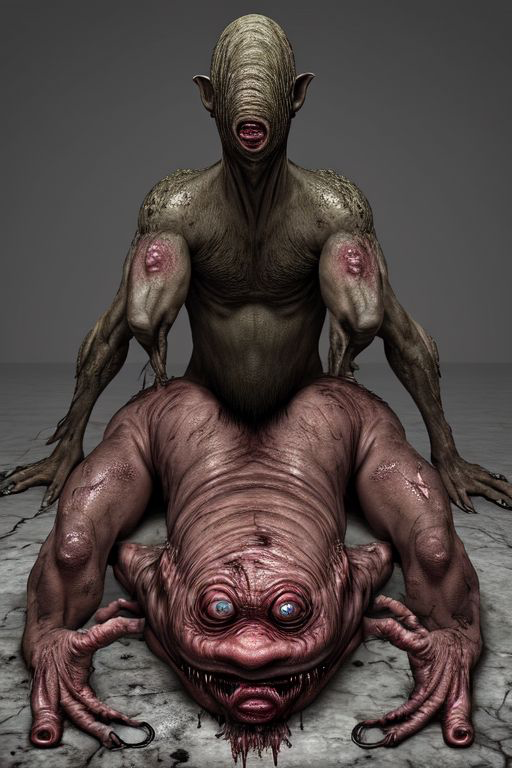 2others ai_generated anatomical_nonsense ass blood cursed dark_skin dirty disease doggy_style horror_(theme) lying monster mud nude penis penis_body sex solo what