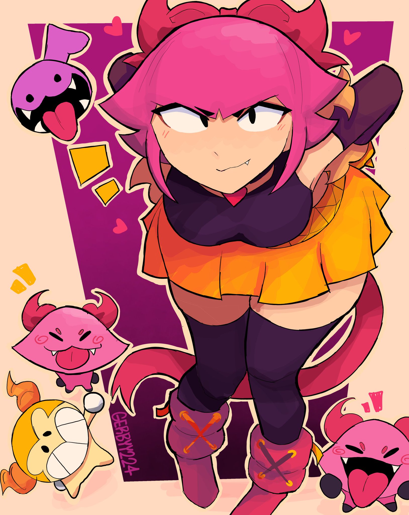 brawl stars, female, gerbyy224, melodie (brawl stars), melodie note (brawl stars), skirt, tagme, thigh highs