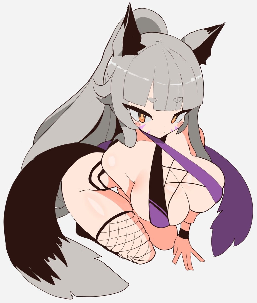 1girl 1girls akisas99 animal_ear_fluff animal_ears animal_tail arm_support background big_boobs big_breasts bikini black_legwear black_stockings black_thigh_highs black_thighhighs blank_background blunt_bangs breasts brown-eyed_female brown_eyes busty busty_female busty_girl commission commission_art eyebrows_visible_through_hair fishnet_legwear fishnet_stockings fishnet_thigh_highs fishnet_thighhighs grey-haired_female grey_eyebrows grey_hair large_boobs large_breasts legwear looking_up looking_up_at_viewer monotone_background oc one-piece_swimsuit one_color_background original original_art original_artwork original_character original_female_character plain_background ponytail purple_bikini purple_one-piece_swimsuit purple_swimsuit purple_swimwear sidelocks silver-haired_female silver_eyebrows silver_hair silver_hair_female skindentation solid_color_background stockings swimsuit swimwear tail thigh_highs thighhighs tied_hair very_long_hair very_long_hair_female white_background wolf_ears wolf_girl wolf_tail