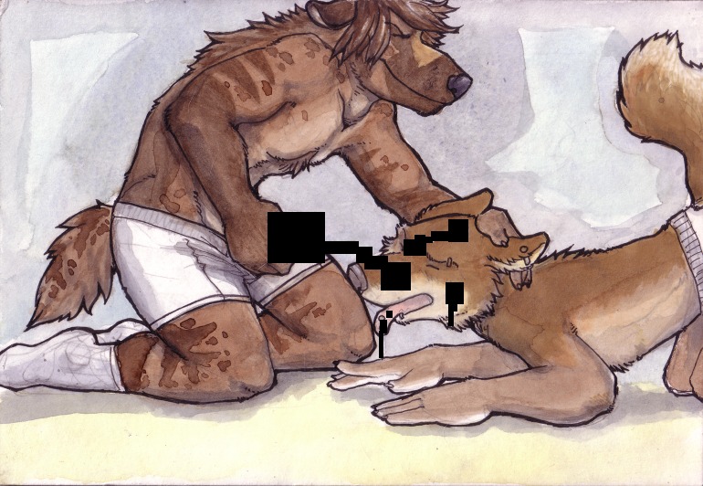 canine censored fox fur gay hyena male nitrogen piercing underwear