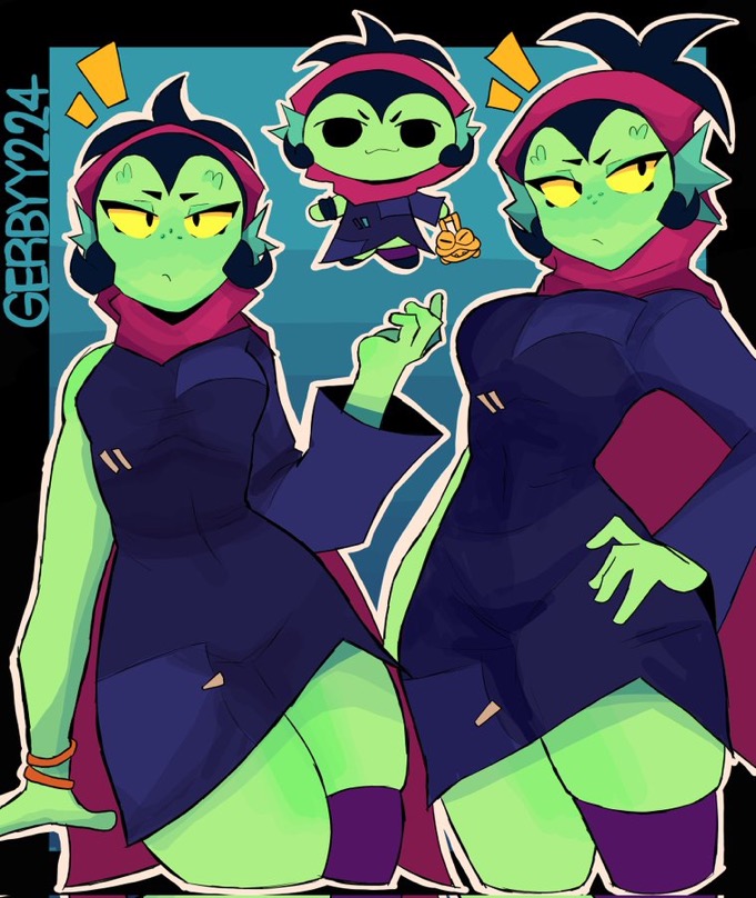 brawl stars, female, gerbyy224, green skin, hand on hip, tagme, willow (brawl stars)
