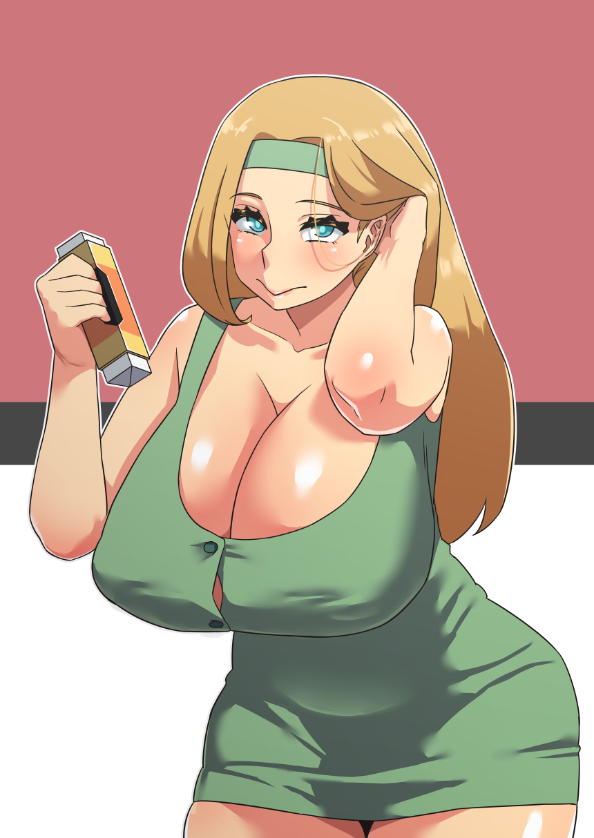 1girls akaimelon big_breasts breasts busty cleavage curvaceous curvy curvy_body curvy_female curvy_figure daisy_oak female female_focus game_freak headband huge_breasts large_breasts nintendo ookido_nanami pokemon voluptuous