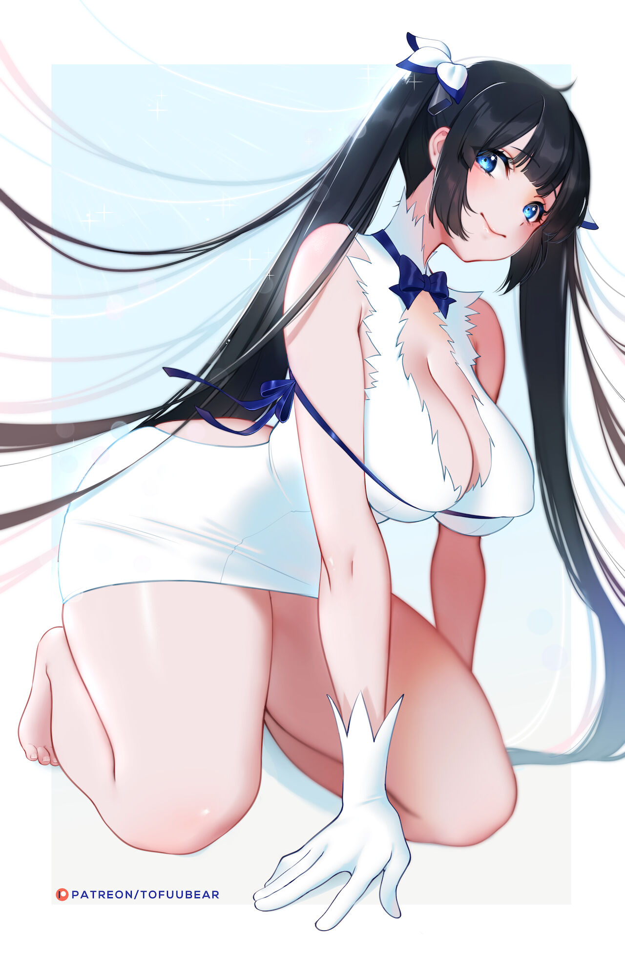 1girls, big breasts, breasts, cleavage, dungeon ni deai wo motomeru no wa machigatteiru darou ka, female, female only, hestia (danmachi), large breasts, pussy, solo, tofuubear