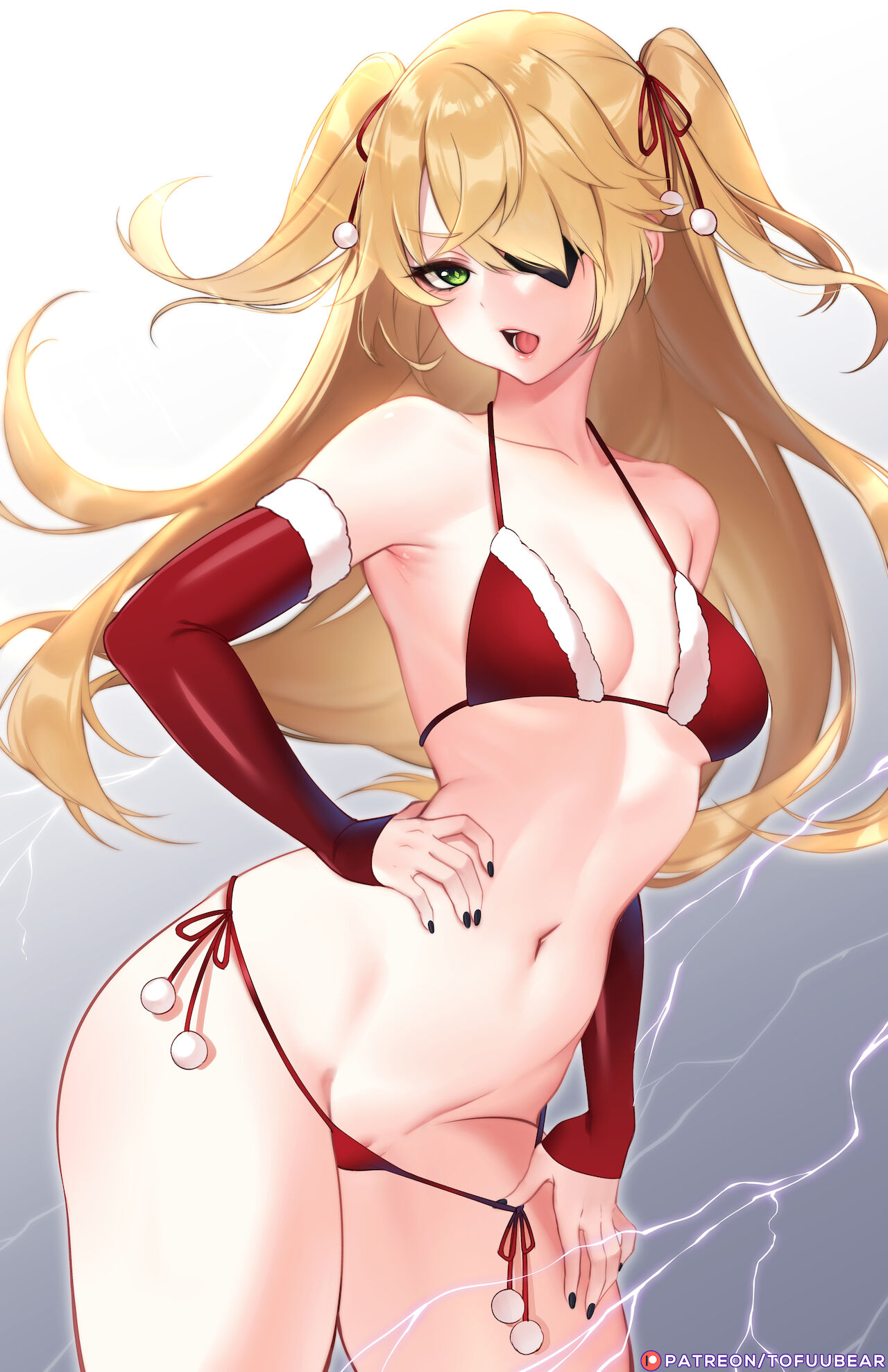 1girls, areolae, breasts, female, female only, fischl (genshin impact), genshin impact, looking at viewer, nipples, pussy, solo, tofuubear