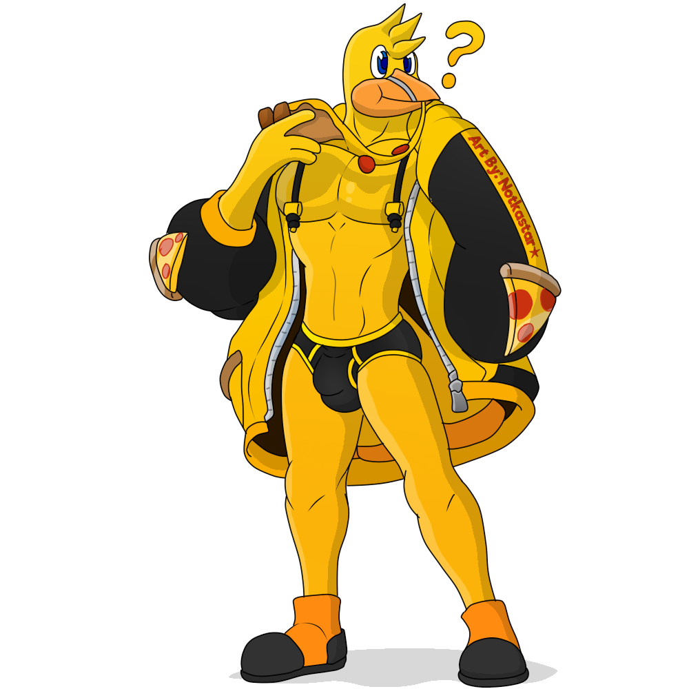 1:1 1boy ? alpha_channel anthro avian balls_outline beak bird briefs bulge chica_(fnaf) chicken clothing eating feathers five_nights_at_freddy's food footwear galliform gallus_(genus) gay genital_outline hair hoodie male male_only muscular notkastar pecs phasianid pizza question_mark rule_63 scottgames shoes solo topwear underwear video_games