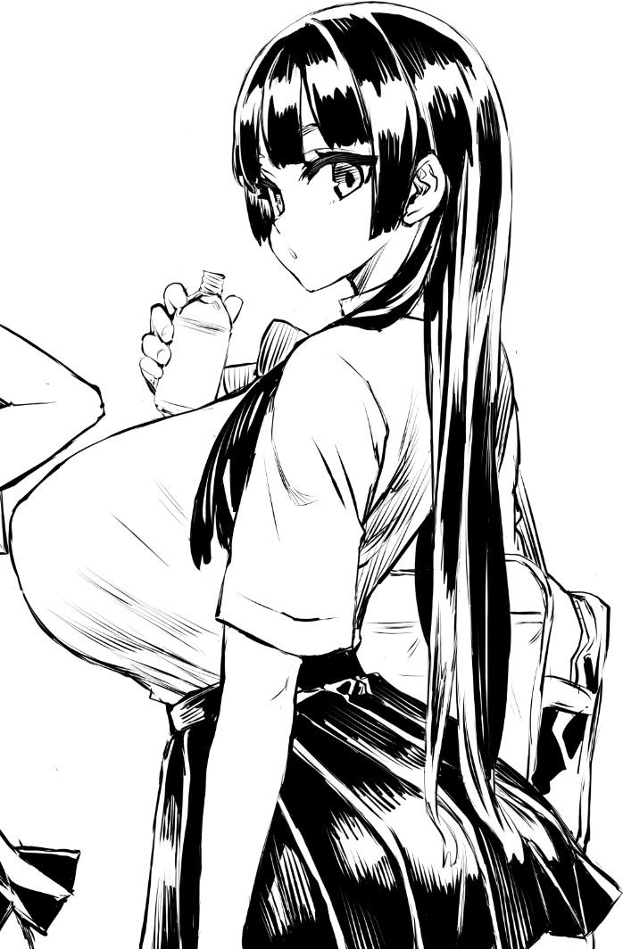 asanagi big_breasts breasts female looking_at_viewer monochrome tagme victim_girls