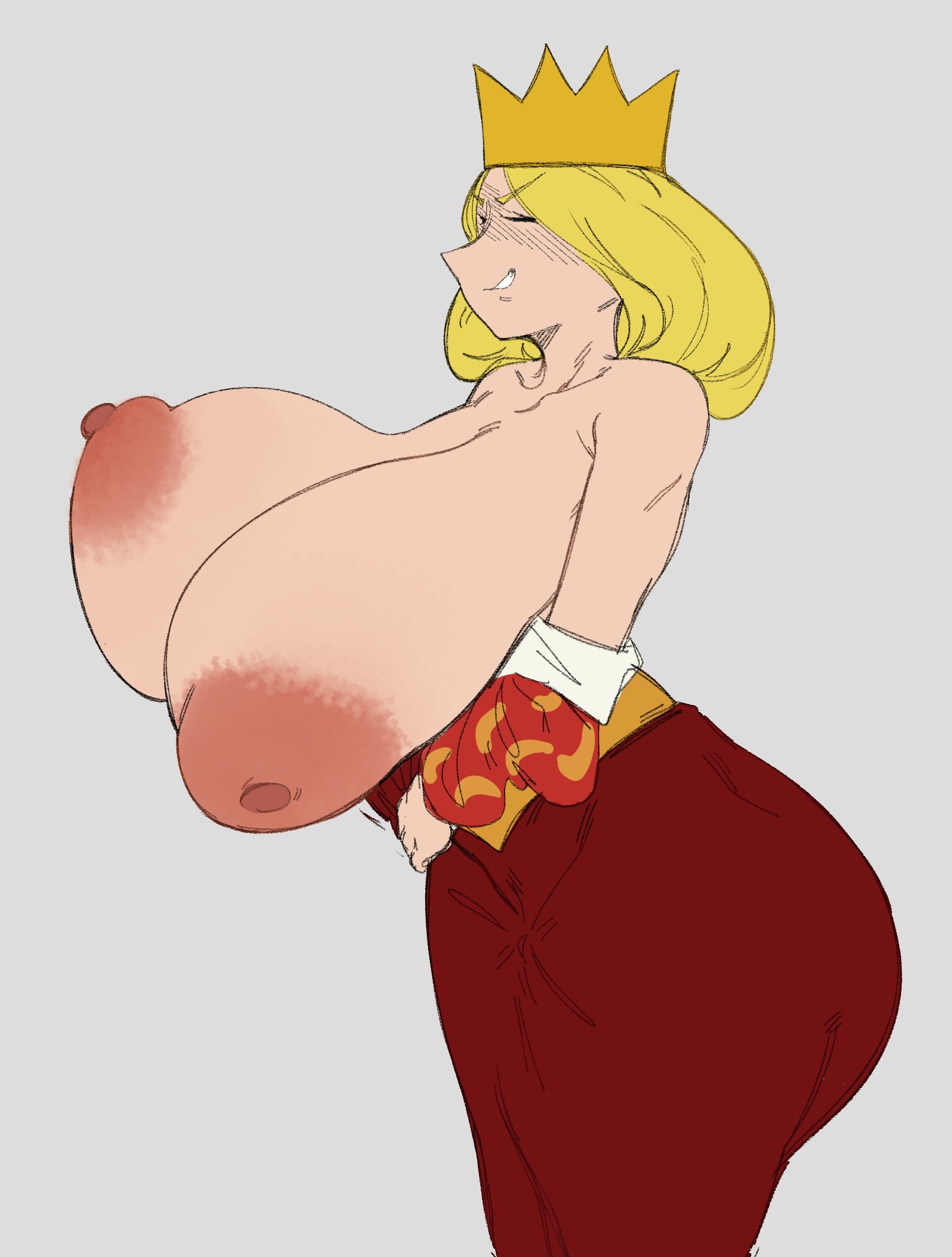 1girls, areolae, ass, big breasts, blonde hair, blue eyes, bouncing breasts, breasts, breasts out, breasts out of clothes, breasts outside, crown, dress, exposed breasts, female, female only, huge breasts, human, light skin, light-skinned female, married female, mature female, milf, mother, nipples, ousama ranking, pointy nose, queen, queen hilling, royalty, short hair, solo, solo female, tuietuietuie, venus body, voluptuous