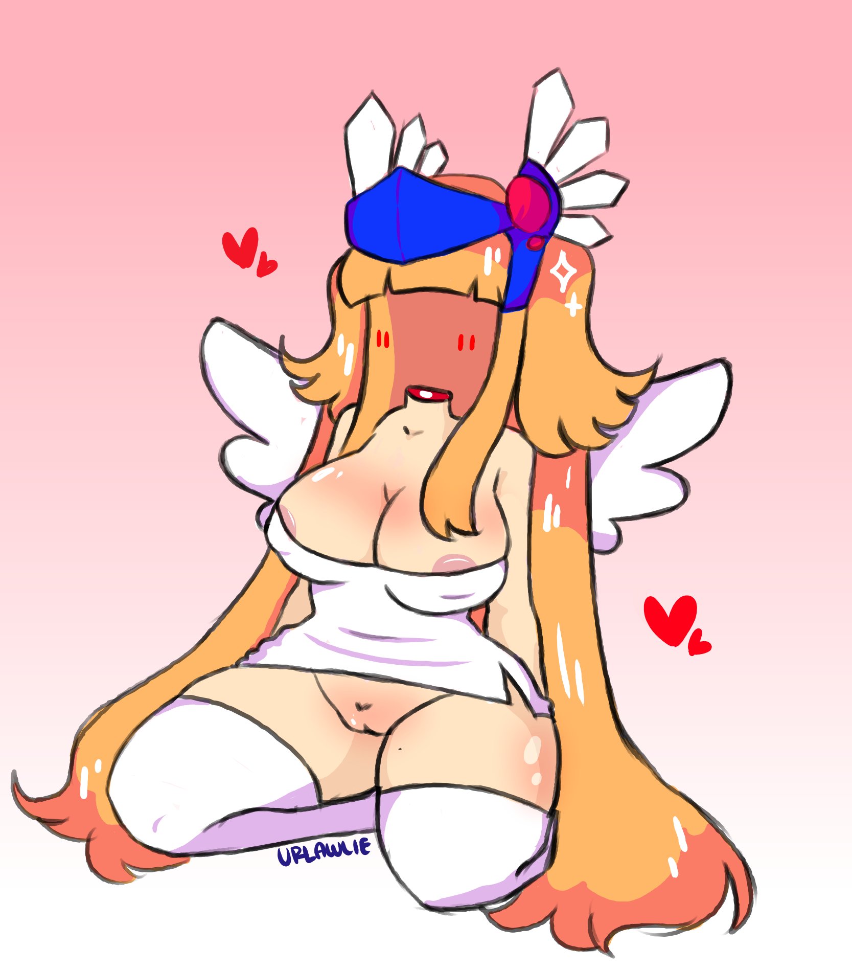1girls, artist name, blonde hair, female, headless, heart, long hair, roblox, roblox avatar, tagme, thick thighs, urlawlie, valkyrie helm