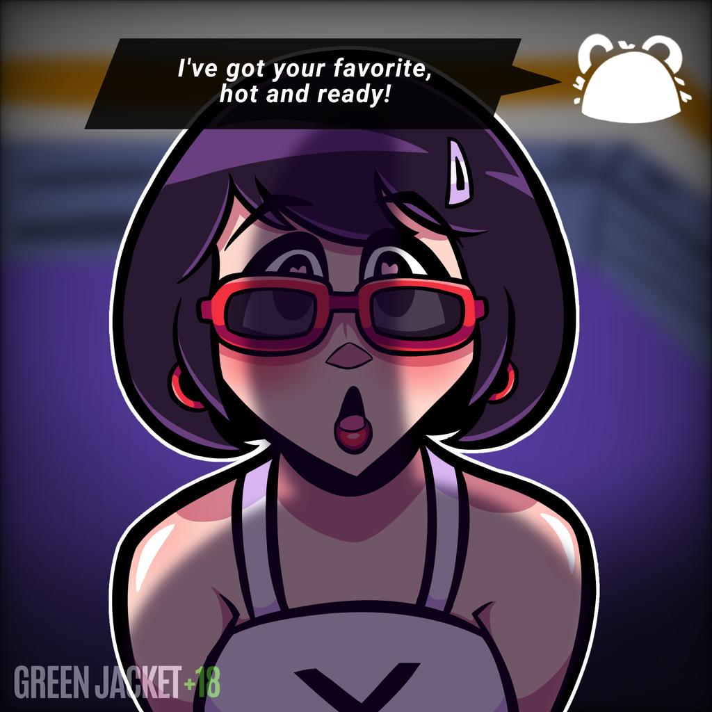 1girls background clothed dialogue evie_(fortnite) female female_focus fortnite fortnite:_battle_royale glasses green_jacket_(artist) guaco_(fortnite) lipstick looking_over_eyewear looking_over_glasses looking_over_sunglasses short_hair sunglasses text tinted_eyewear