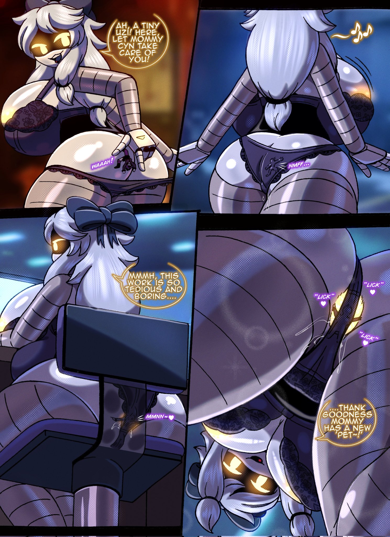 2girls, analingus, analingus from female, bigger female, cyn (murder drones), female, female only, giantess, glitch productions, licking ass, lingerie, micro, milf, murder drones, rod akihiro, size difference, smaller female, tagme, trapped in underwear, uzi (murder drones)