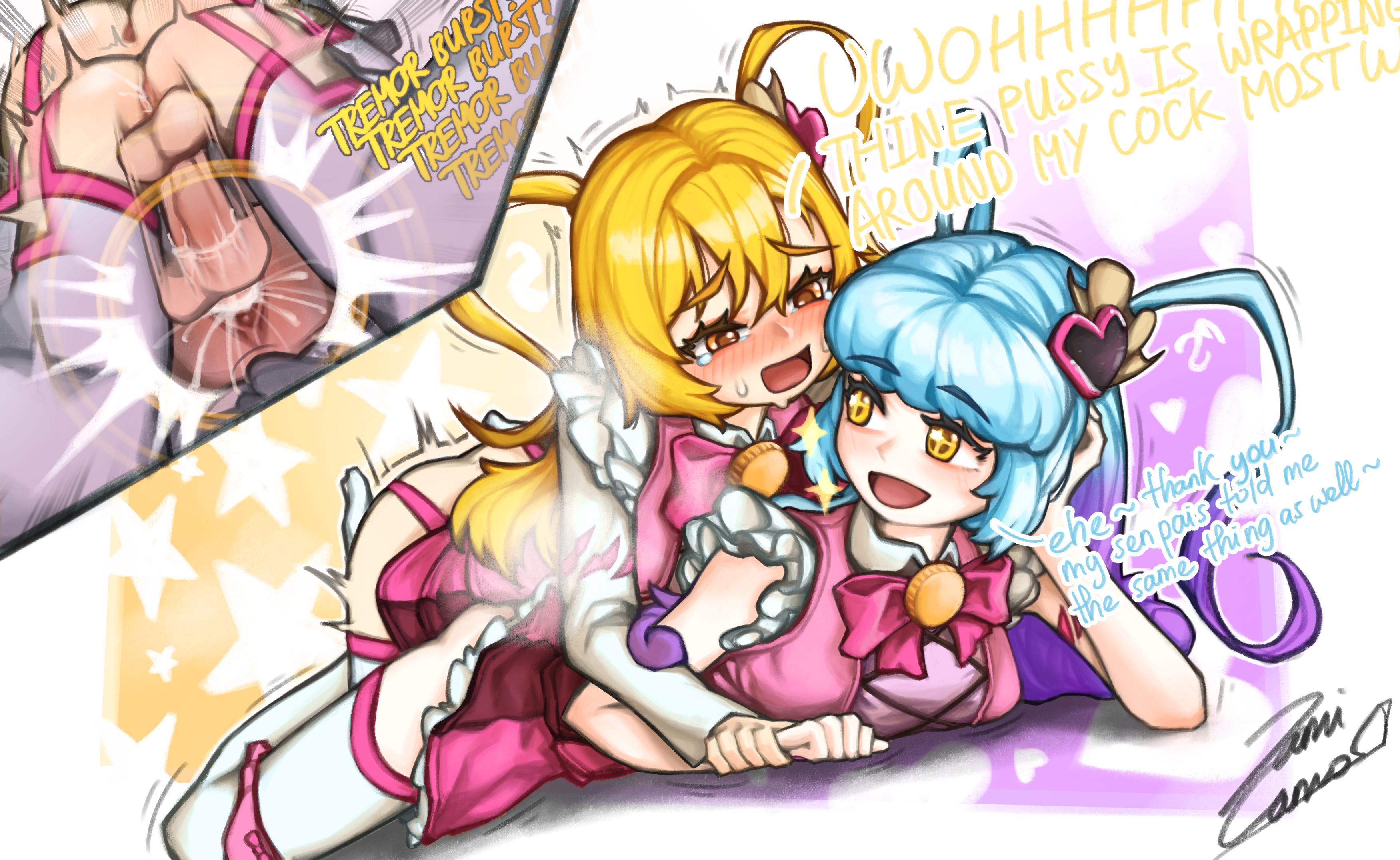 1futa, 1futa1girl, 1futanari, 1girls, 1girls1futa, alternate version available, asking, asking for it, asking for more, ass, big ass, breasts, dialogue, don quixote (limbus company), futa on female, futanari, holding, holding hands, humping, limbus company, lobotomy corporation, looking at another, looking at partner, looking back, looking pleasured, medium breasts, nude version available, on top, on top of another, penetration, penile, penile penetration, penis, penis in pussy, project moon, pussy, pussy juice, pussy juice drip, queen of hatred, sami camo, sex, sex from behind, sexual intercourse, star, star (symbol), star eyes, tagme, text, text bubble