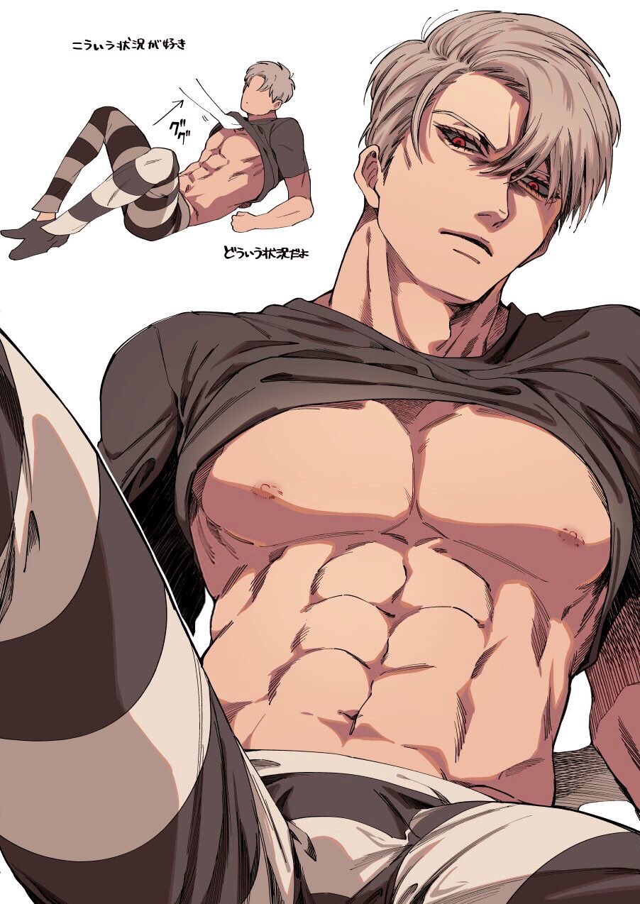 1boy bara bulge exposed_pecs jojo's_bizarre_adventure male_only muscular_male ootkn_soo pectorals risotto_nero solo vento_aureo