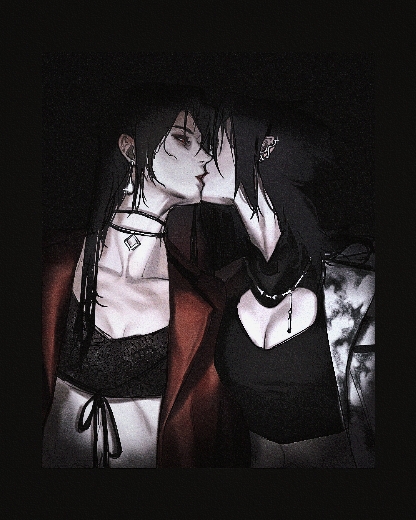 2girls adapted_costume black_hair breasts center_opening female female_only gender_transformation genderswap_(mtf) incest kissing long_hair multiple_girls naruto naruto_(series) naruto_shippuden rule_63 sasuke_uchiha sasuko siblings sisters uchiha_itachi upper_body yuri