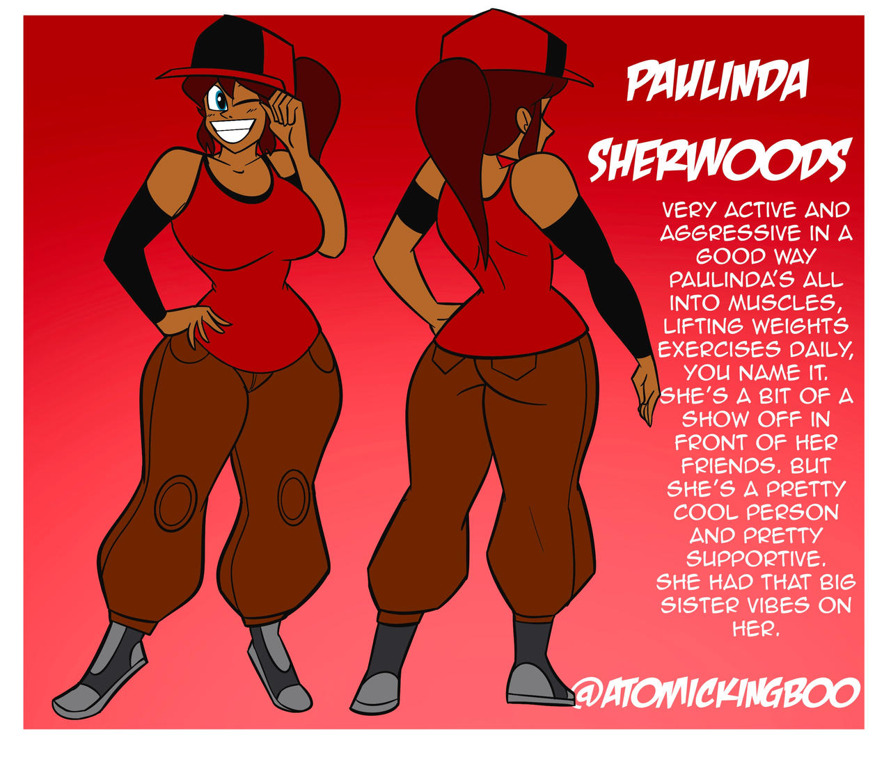 1girls artist_name athletic athletic_female atomickingboo breasts brown_body brown_skin bubble_butt bust busty character_sheet curvy dark-skinned_female dark_skin digital_illustration female female_focus female_only hips hourglass_figure legs lips lipstick lower_body mature mature_female muscular original original_character paulinda_sherwoods red_hair red_theme reference_sheet solo thick_legs thick_thighs thighs toned toned_female upper_body voluptuous waist white_border wide_hips