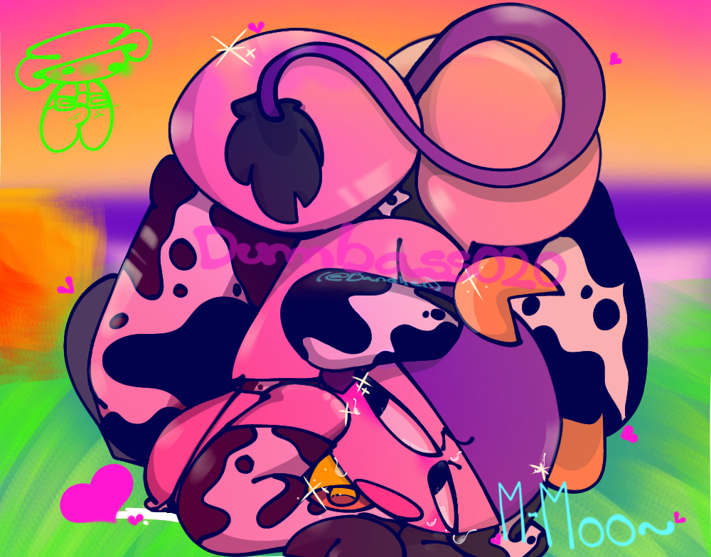 ass, bambi (moldygh), bell collar, blush, bovine, cow ears, cow girl, cow girl dave, cow horns, cow tail, cute, dave (moldygh), dave and bambi mod, female, hearts, rule 63, tits