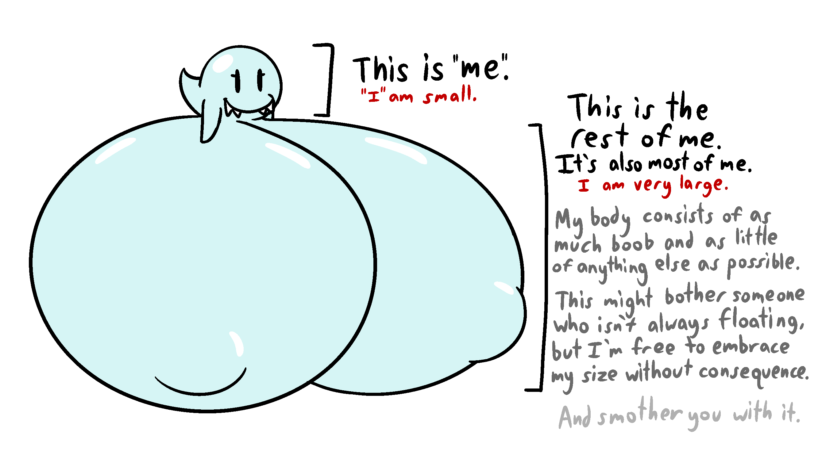 1girls, ball with boobs, ball with hyper features, blue skin, boo (mario), breasts, breasts bigger than body, breasts bigger than head, cute fang, dialogue, female, ghost, huge breasts, hyper breasts, large breasts, mario (series), mattthetooncat, nintendo, tagme