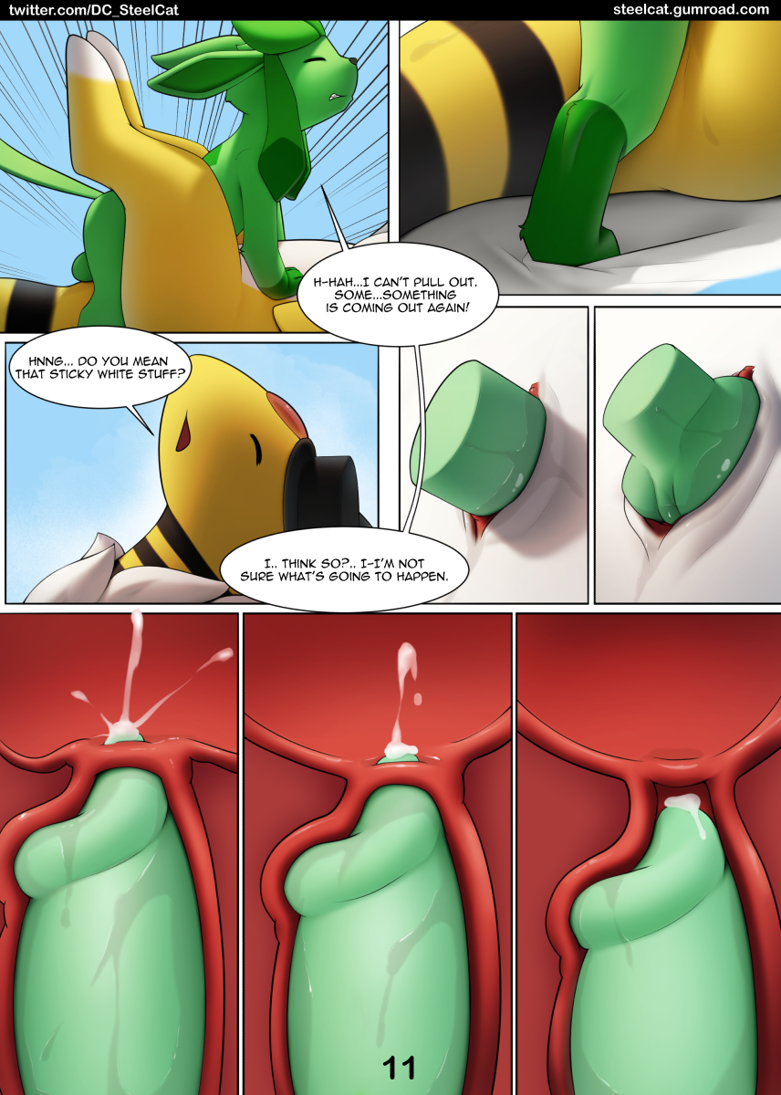 ampharos bodily_fluids cum cum_in_pussy cum_inside eeveelution ejaculation english_text female feral generation_2_pokemon generation_4_pokemon genital_fluids glaceon green_body gumroad_username hi_res knot knotting male male/female nintendo page_11 pokemon pokemon_(species) steel_cat steelcat_(artist) text twitter_username url video_games yellow_body