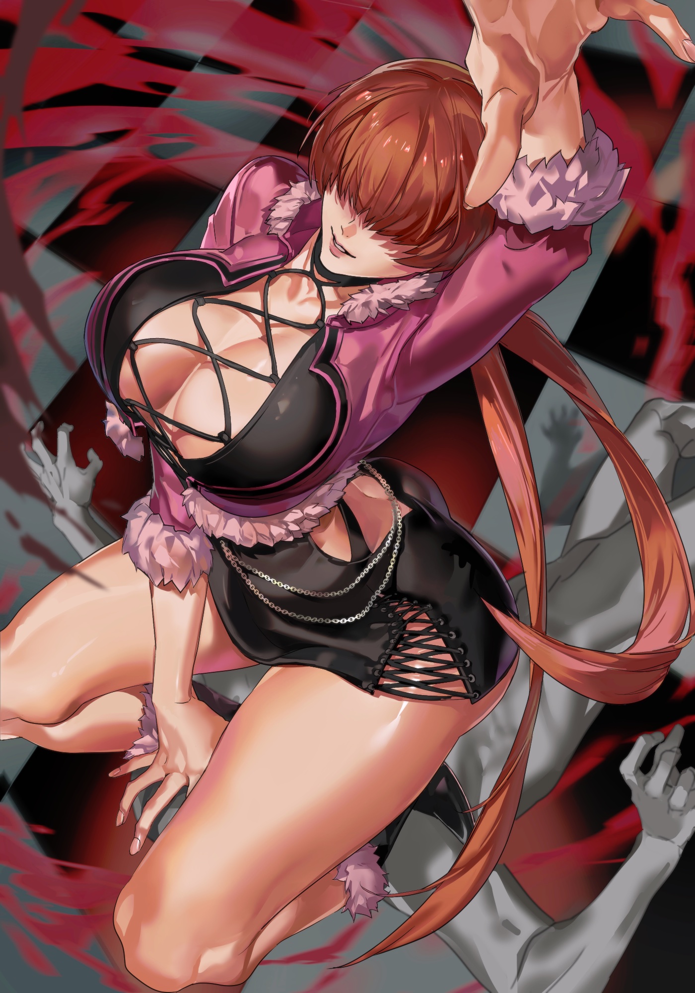 1girls, ass, big ass, big breasts, breasts, cleavage, female, female only, high-angle view, king of fighters, light skin, light-skinned female, red hair, shermie (kof), snk, thick thighs, tomcat li