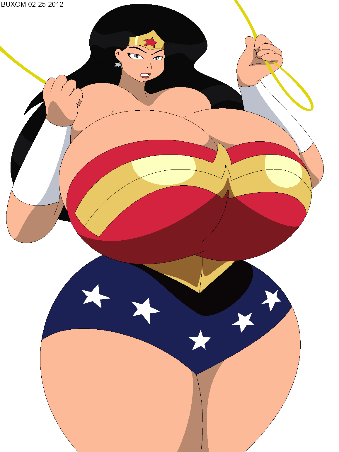 1girls alternate_breast_size big_breasts breasts buxom dc dc_comics dcau diana_prince gigantic_breasts huge_breasts thick_thighs wide_hips wonder_woman wonder_woman_(series)