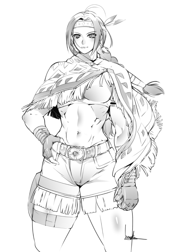 alluring athletic_female big_breasts bowalia clothed female female_abs fit_female julia_chang legs monochrome namco tekken tekken_3 tekken_4 tekken_5 tekken_5_dark_resurrection tekken_7 tekken_tag_tournament tekken_tag_tournament_2