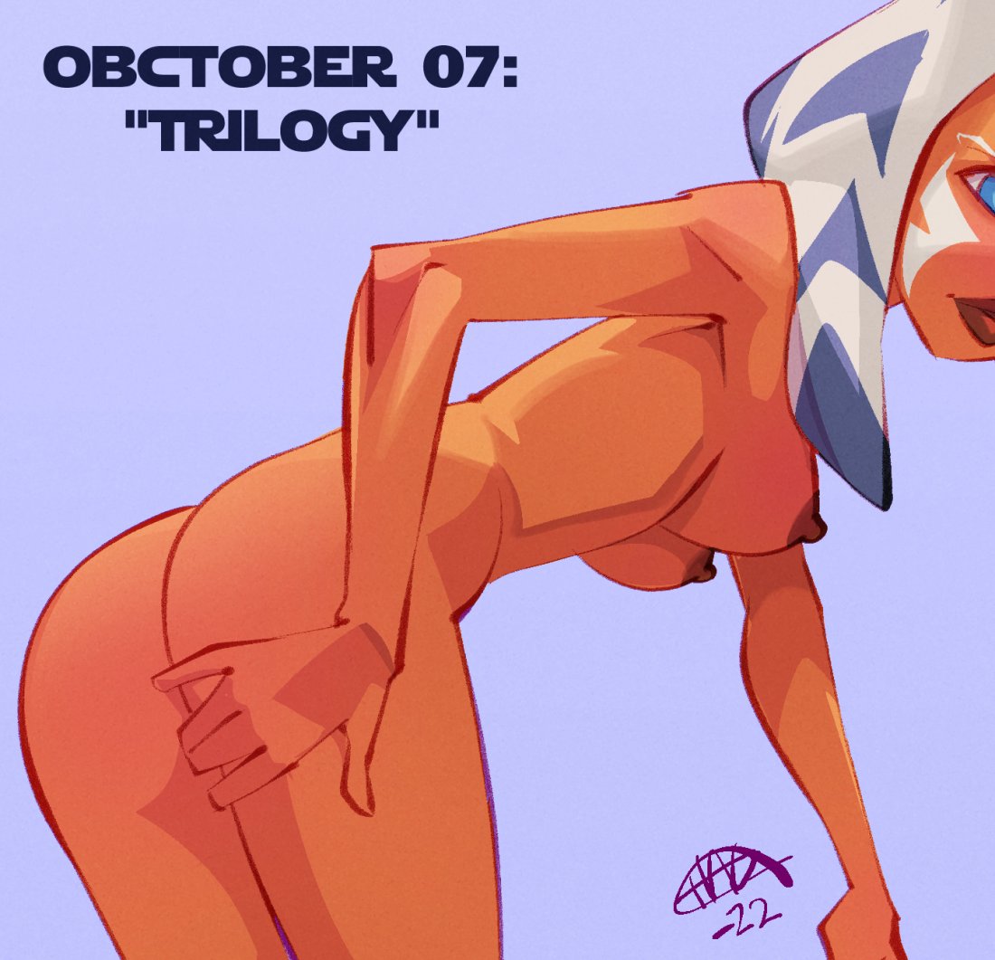 1girls ahsoka_tano ass ass_focus ass_grab bent_over boobd breasts female female_only hagfish solo star_wars text the_clone_wars:_season_four togruta