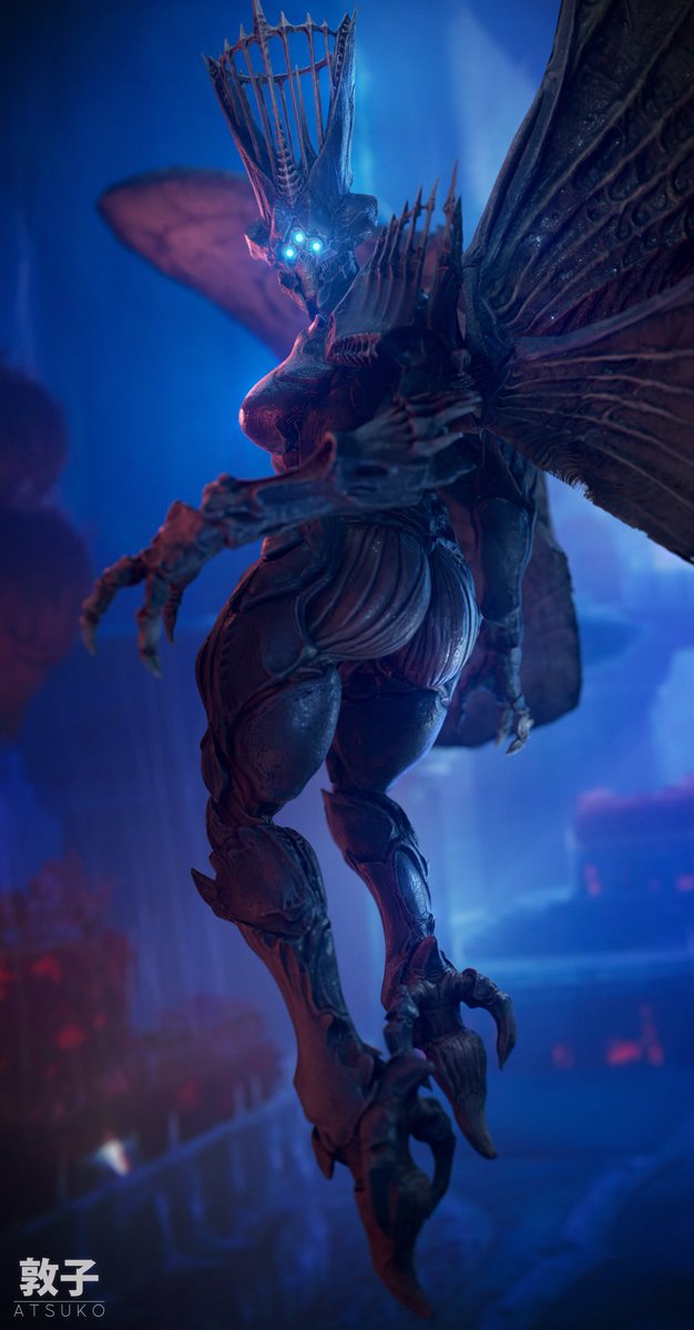 3_eyes 3d alien alien_girl atsuko_(artist) big_ass big_breasts big_butt blue_eyes bungie crown dat_ass destiny_(game) destiny_2 flying glowing_eyes goddess hive_(destiny) insect_girl insect_wings looking_at_viewer looking_back queen royalty savathûn savathun_(destiny) thick_thighs wide_hips