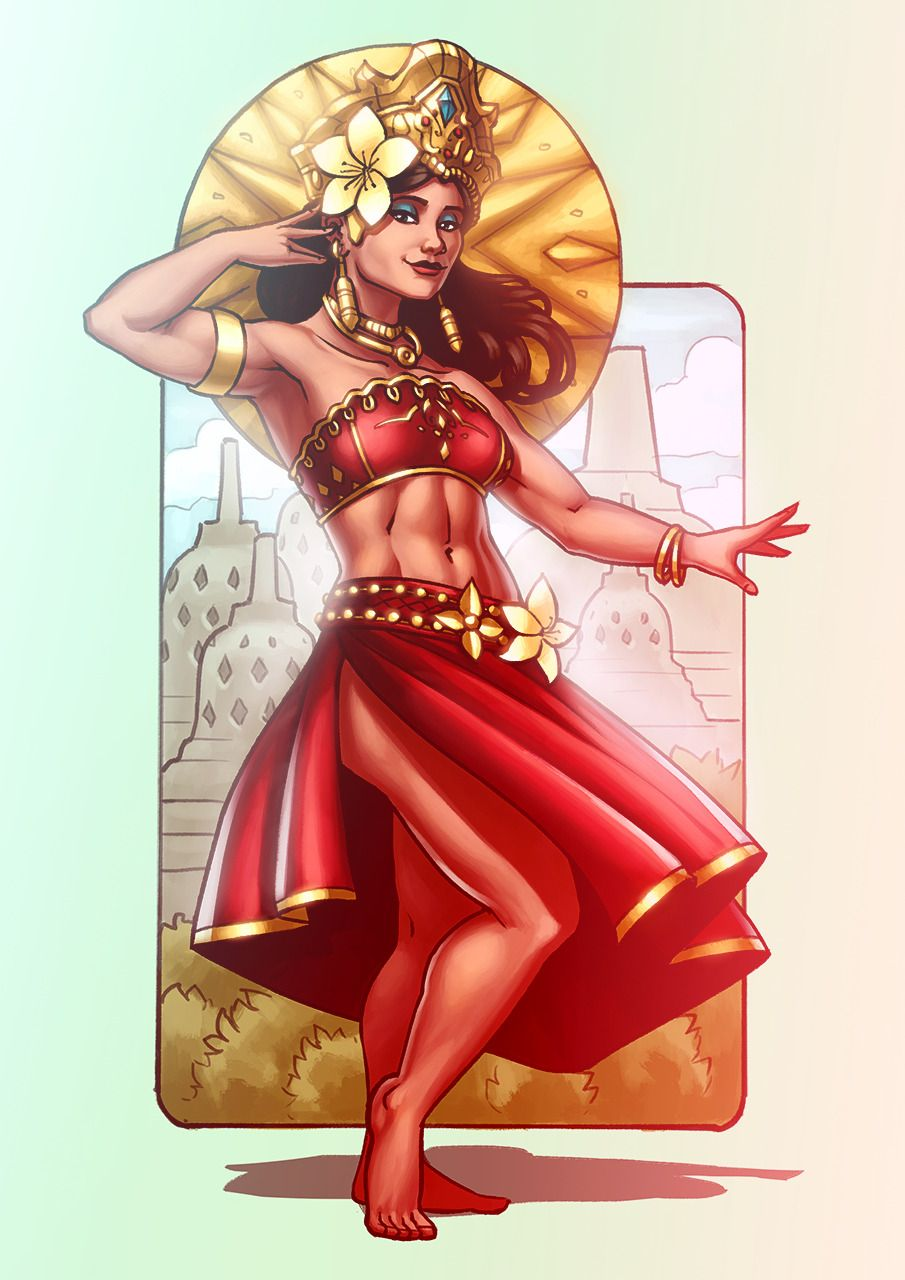 asian civilization civpinups dyah_gytarja hips javanese national_personification public_domain skimpy smooth_skin southeast_asian traditional_clothes