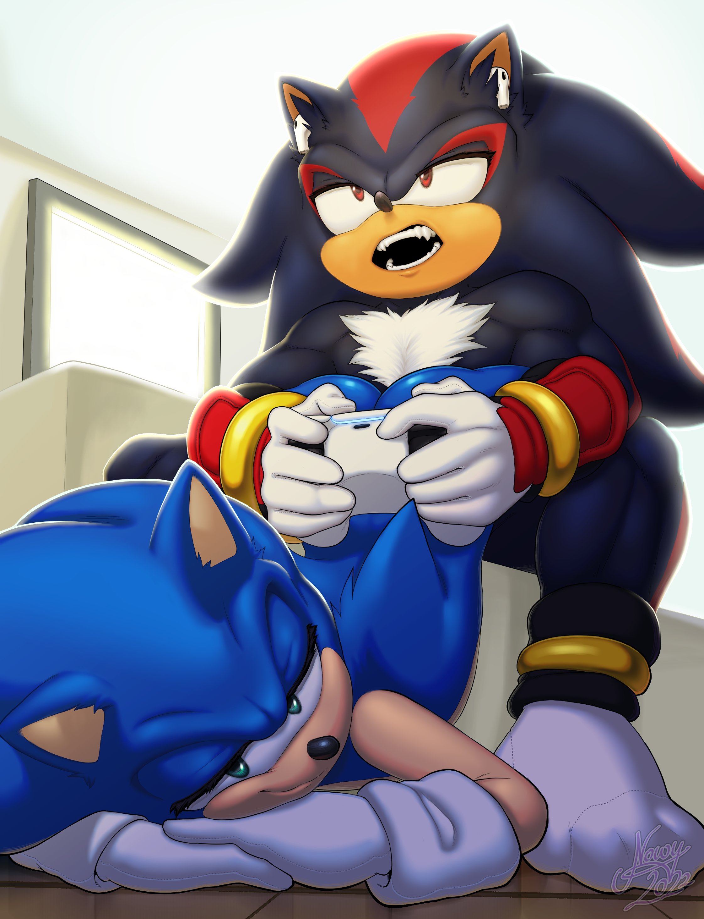 anthro, ass, furry, gay, male, megan thee stallion redraw meme, meme, muscular, nowykowski7, sega, shadow the hedgehog, sonadow, sonic (series), sonic adventure, sonic adventure 2, sonic the hedgehog, sonic the hedgehog (series), yaoi