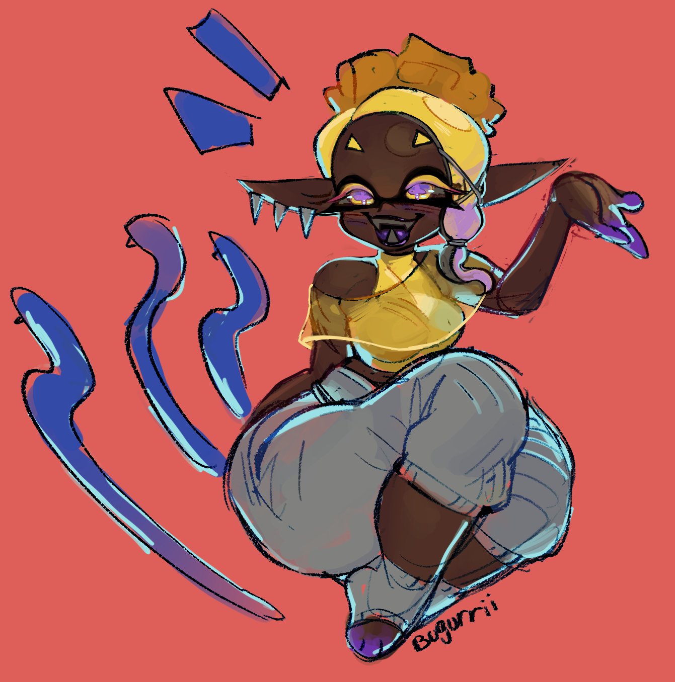 1girls, ass, big ass, bottom heavy, bubble ass, bubble butt, bugurrii, bunurrii, enormous ass, female, female focus, frye (splatoon), huge ass, massive ass, nintendo, solo, solo female, solo focus, splatoon, splatoon 3, thick, thick thighs, thighs