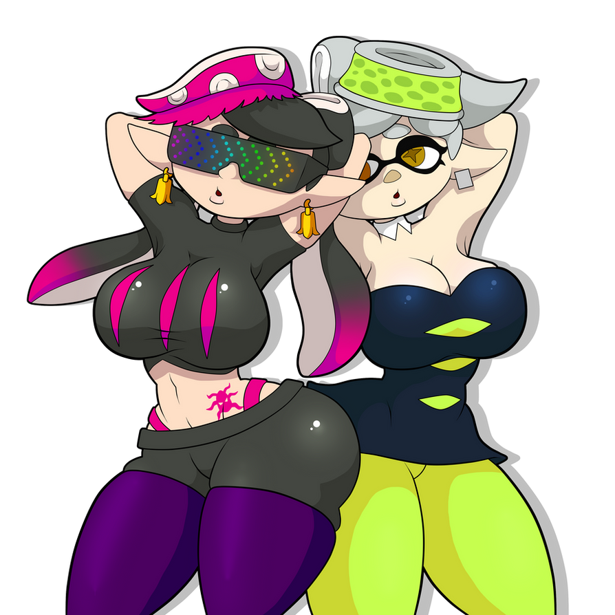 1girls 2girls armpits black_hair callie_(splatoon) cleavage edit female female_only huge_breasts hypno_shades_(splatoon) hypnosis hypnotic_visor inkling light-skinned_female light_skin long_hair marie_(splatoon) mind_control mole mole_under_eye multicolored_hair multiple_girls nintendo octarian_tattoo octo_callie pink_hair pointed_ears pointy_ears shades short_hair silver_hair splatoon splatoon_2 sunglasses symbol-shaped_pupils tattoo tech_control tentacle_hair thegeckoninja thick_thighs tinted_eyewear twintails visor white_hair wide_hips yellow_eyes