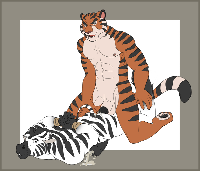 anal anal_sex anthro arms_behind_back bondage cum cum_inside duo equine erection feline fur furry furry_only gay gay_domination holly_marie_ogburn horsecock male maledom malesub multiple_boys muscles nude partran partran_(character) partran_(tiger) penetration penis rope sex tiger yaoi zebra