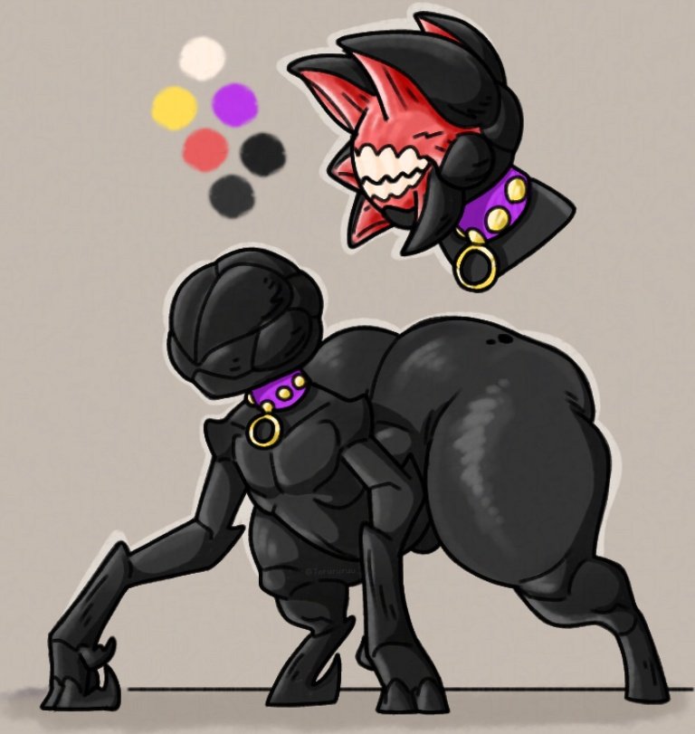 1boy, a quiet place, alien, armor, ass, ass bigger than head, big ass, big butt, bubble butt, bulge, collar, curvaceous, curvy, curvy figure, dawn hound (torururuu), death angel, death angel (a quiet place), feral, grey background, huge ass, male, male only, monster, natural armor, neckwear, pet, sharp teeth, solo, solo male, species sheet, thick thighs, torururuu, voluptuous, voluptuous male, wide hips