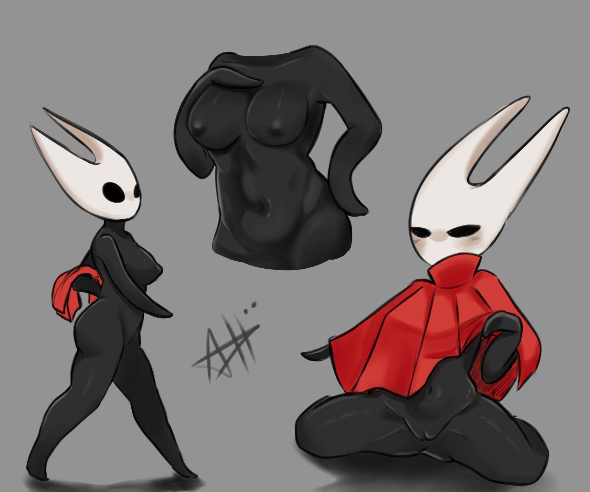 1girls, big breasts, black body, breasts, exposed breasts, female, female only, hollow knight, hollow knight: silksong, hornet (hollow knight), mask, masked, masked female, naked, non-human, nudism, nudist, nudity, pleasurestar, shiny skin, silksong, spider, tagme, tagme (artist)