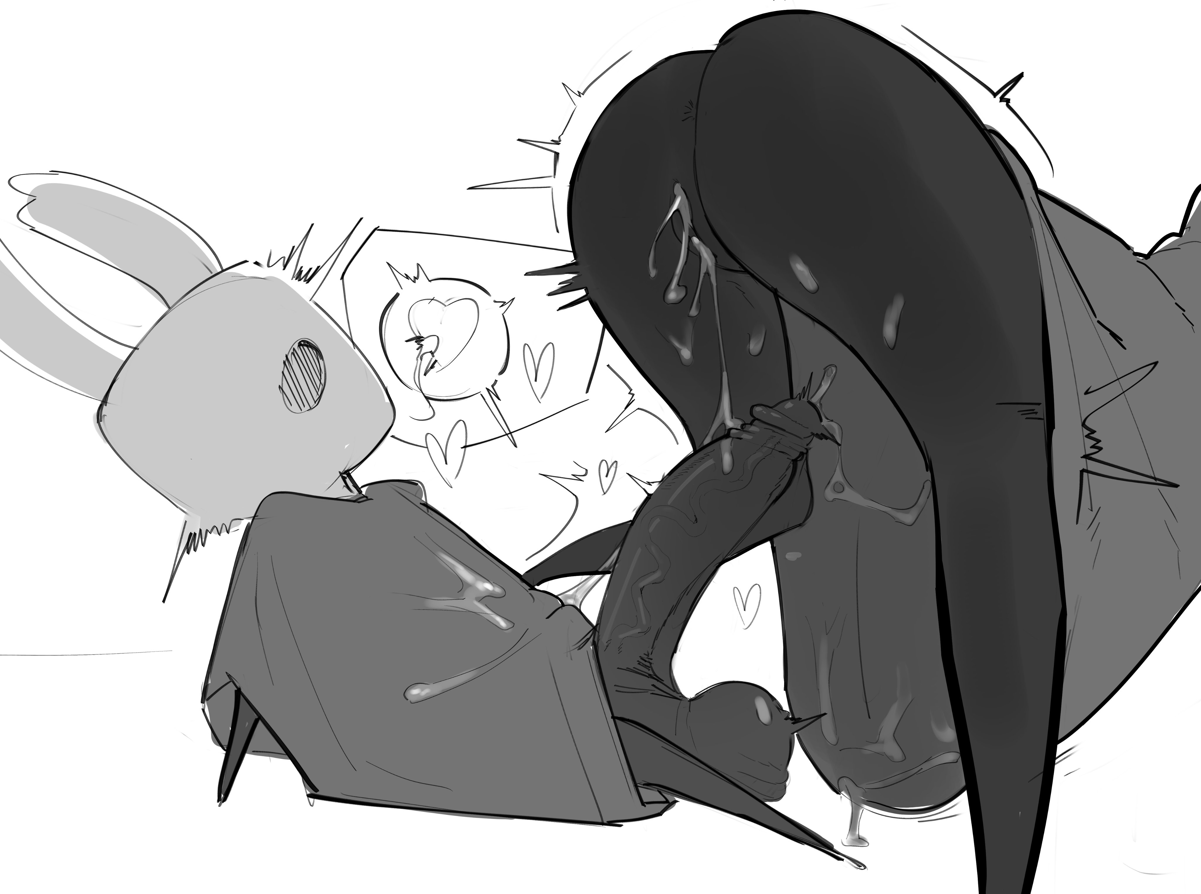 1boy, 1girls, 2 horns, alternate body type, alternate breast size, arthropod, artist name, big ass, big breasts, big butt, black body, black skin, breasts, bubble ass, bubble butt, bug, bug girl, female, hollow knight, hollow knight: silksong, hornet (hollow knight), impregnation, inbreeding, incest, incest (lore), large ass, large breasts, large butt, male, null0patience, silksong, team cherry