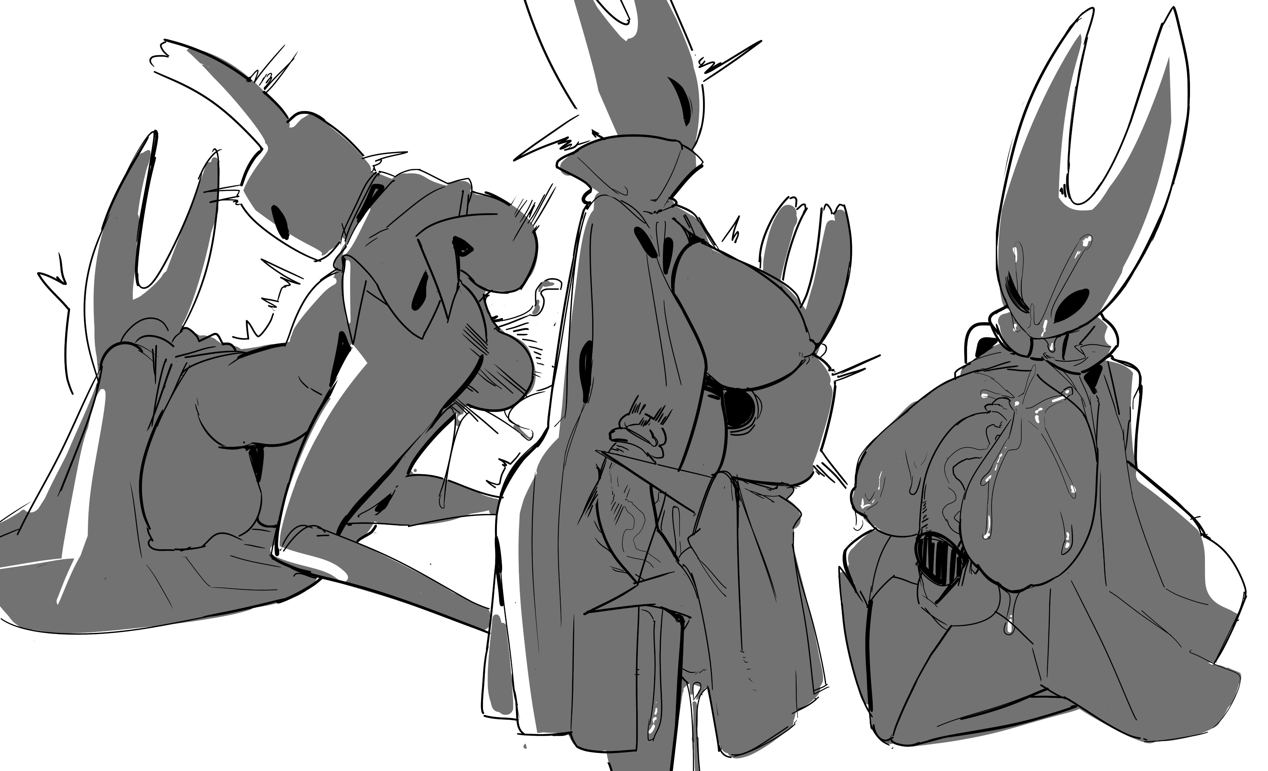 1boy, 1girls, 2 horns, alternate body type, alternate breast size, arthropod, artist name, big ass, big breasts, big butt, black body, black skin, breasts, bubble ass, bubble butt, bug, bug girl, female, hollow knight, hollow knight: silksong, hornet (hollow knight), large ass, large breasts, large butt, male, null0patience, silksong, team cherry
