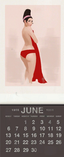 1968 calendar_(medium) calendar_girl_(red) female june june_(month) numbers official_art official_artwork panties red_panties straight_hair team_fortress_2 valve valve_(company)