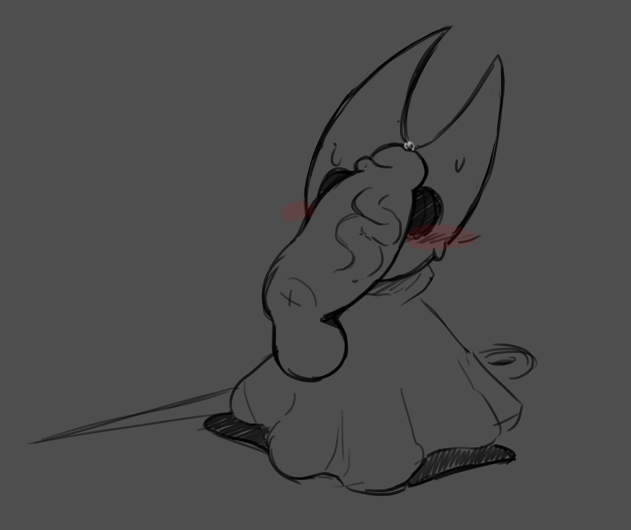 1boy, 1girls, 2022, astranger, big penis, black eyes, blush, bug, bug girl, cloak, female, floating, floating penis, hollow knight, hornet (hollow knight), large penis, male, penis, sketch, sweat, sweating