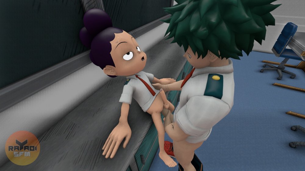 2boys anal anal_sex big_penis bottomless_male classroom classroom_sex gay green_hair huge_cock izuku_midoriya male/male male_only male_penetrating_male minoru_mineta my_hero_academia pants_down purple_hair rayaoisfm riding_penis sfm size_difference standing_sex u.a._school_uniform yaoi