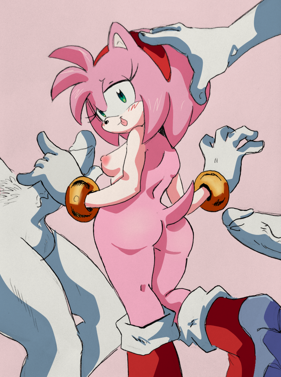 1girls 2boys amy_rose anon big_ass big_butt eulipotyphlan hedgehog mammal pink_fur pink_hair randomguy999 sonic_(series) tagme threesome