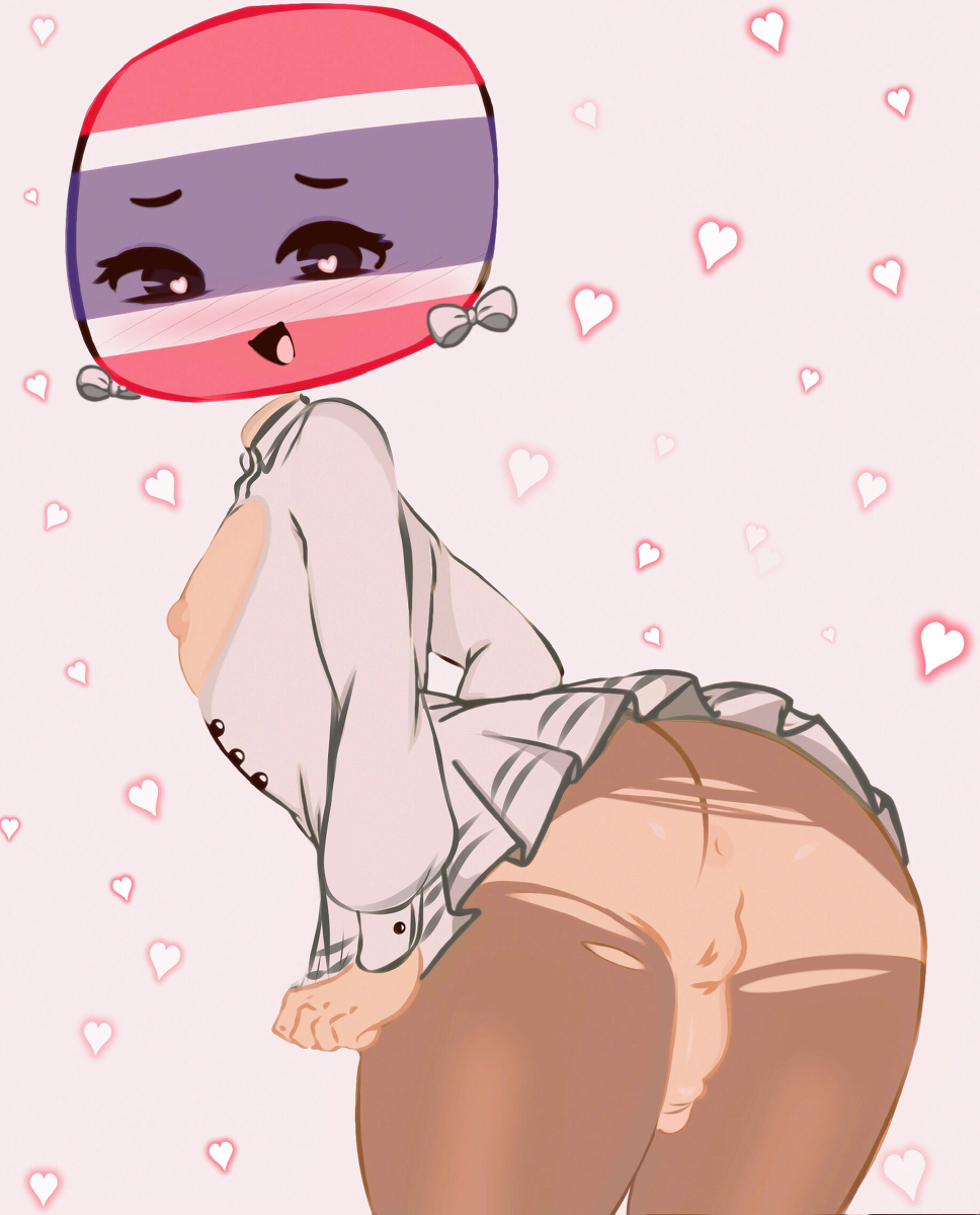 blushing bowtie countryhumans femboy flawsy heart heart-shaped_pupils looking_at_viewer penis solo thailand_(countryhumans)