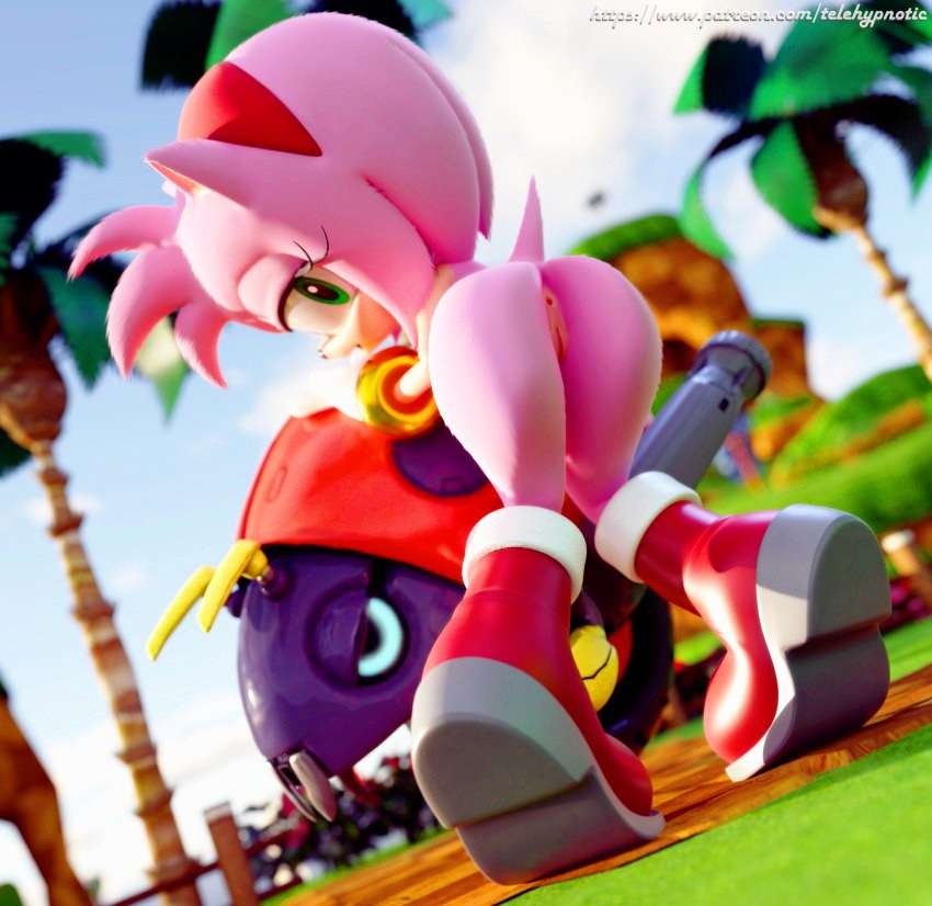 3d amy_rose eulipotyphlan ganondork hedgehog mammal moto_bug pink_fur pink_hair sonic_(series)