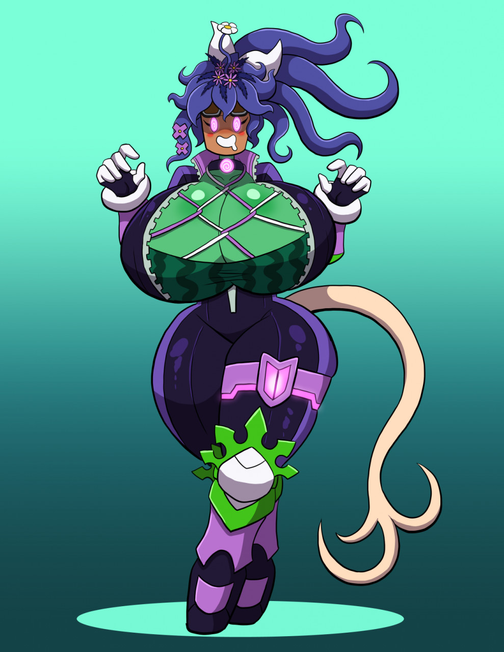 anthro assimilation blaster_master brainwashing female hair_color_change hex_maniac hexification huge_ass huge_breasts hypnosis kanna_(blaster_master) mob_face plantie pokemon prinnydood ripped_clothing thick_thighs wide_hips