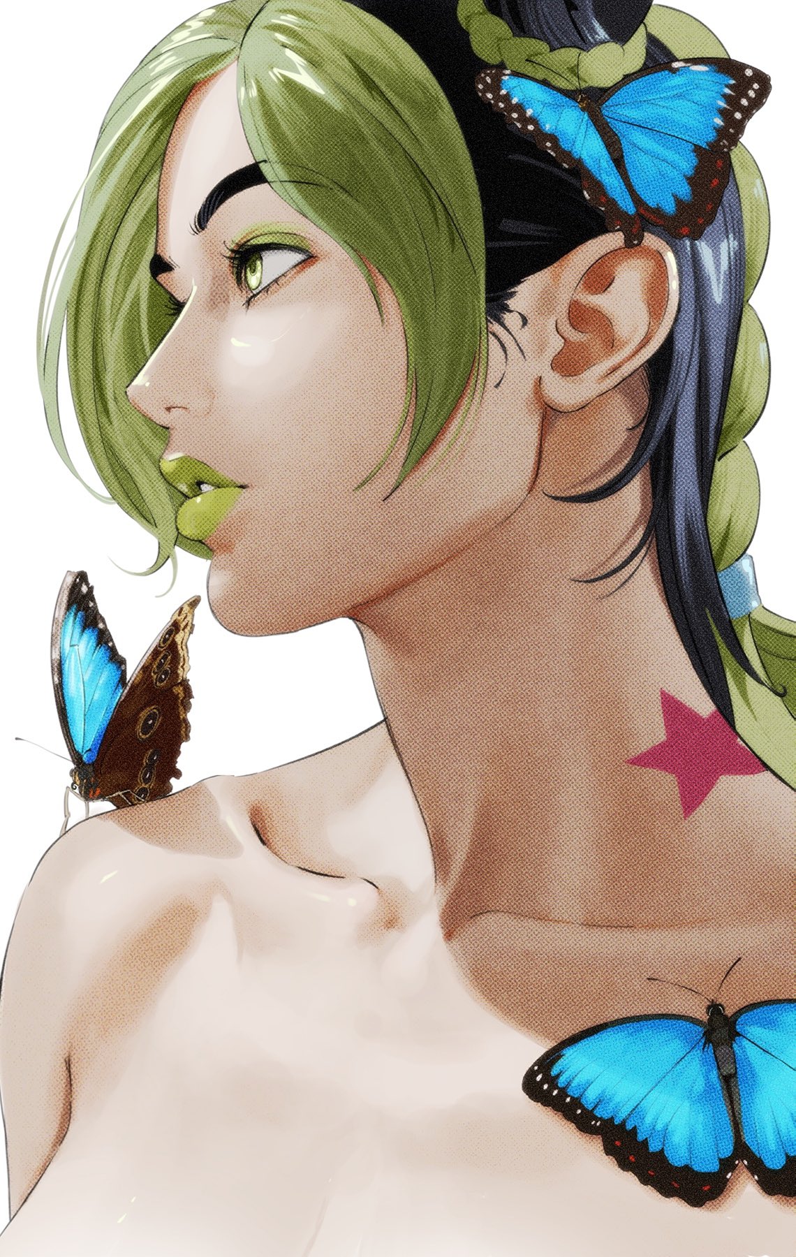 1girls, female, female only, giganticbuddha, jojo's bizarre adventure, jolyne kujo, light skin, light-skinned female, nude, nude female, portrait, stone ocean