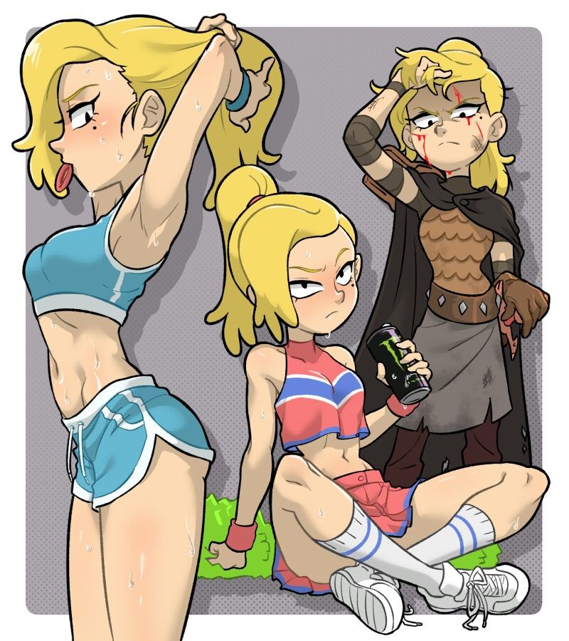 1girls 2020 2020s amphibia amphibia_(series) angry armpits bare_thighs blonde_hair blood breasts centinel303 cheerleader cheerleader_uniform energy_drink female female_only grady_sands gym_uniform knee_socks kneehighs kneesocks legs_crossed light-skinned_female light_skin medium_breasts medium_hair multiple_views navel pom_poms putting_hair_back sasha_waybright school_uniform schoolgirl shoes sitting sneakers socks socks_and_shoes solo standing straight_hair sweat teenage_girl teenager thick_thighs thighs white_socks young