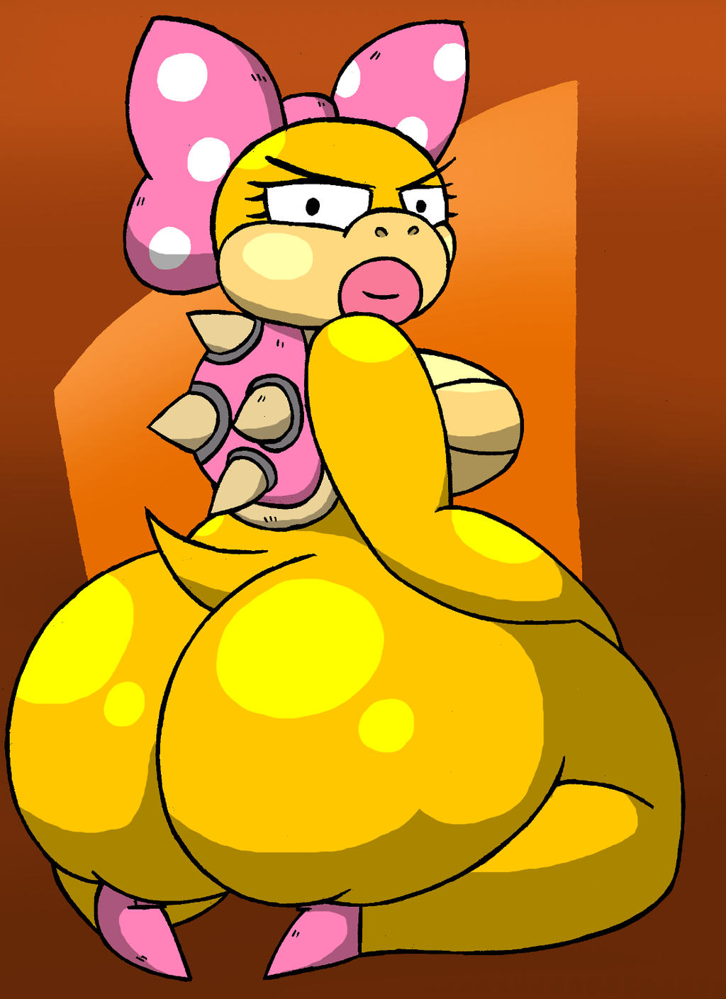 1girls anthro arm_on_ass ass_dough big_ass big_breasts big_butt big_lips big_thighs bimbo bow bubble_butt female female_focus female_only hand_on_thigh heels huge_ass hyper_ass large_ass looking_at_viewer looking_back mario_(series) nintendo nyxenavenger pink_bow pink_heels pink_shell polka_dot_bow sitting smile smiling smiling_at_viewer solo solo_female solo_focus tagme tail thick_thighs thighs wendy_o._koopa wide_hips yellow_skin