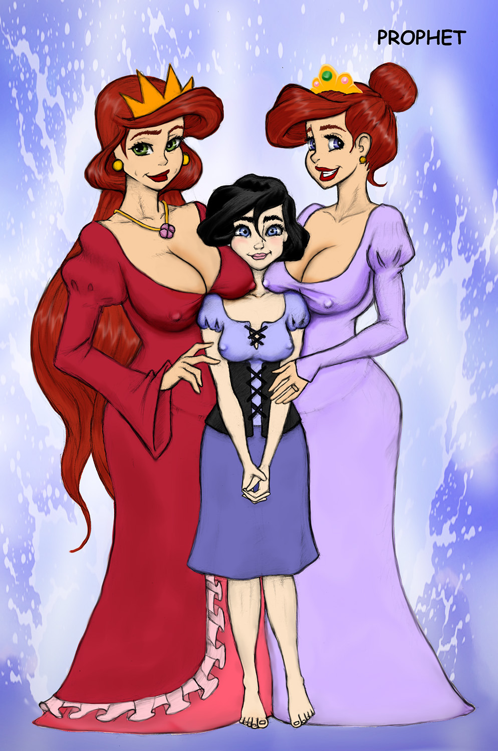 ariel clothing disney disney_princess dress grandmother_and_granddaughter implied_incest long_dress melody_(disney) mother_and_daughter multiple_girls nipple_bulge pokies princess_dress prophet queen_athena the_little_mermaid the_little_mermaid_ii:_return_to_the_sea the_little_mermaid_iii:_ariel's_beginning trio