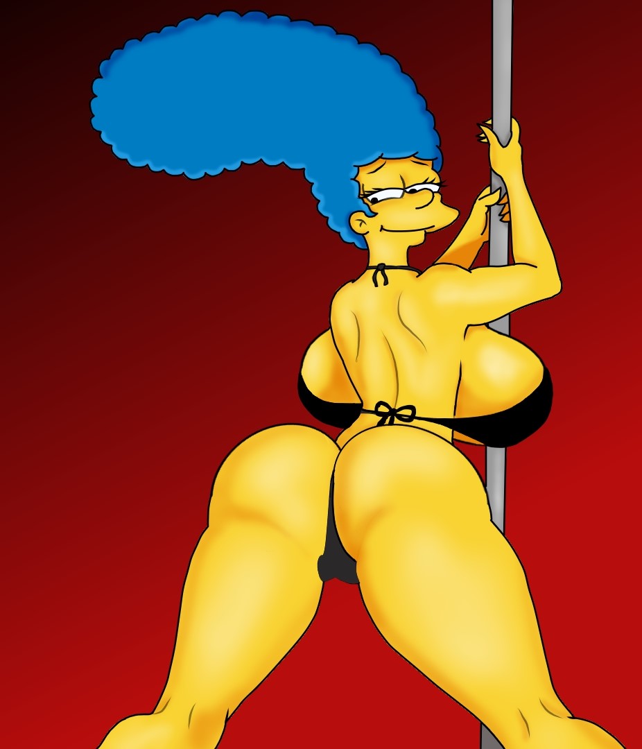 1girls, ass, big ass, breasts, female, huge breasts, marge simpson, milf, solo, stripper, the simpsons
