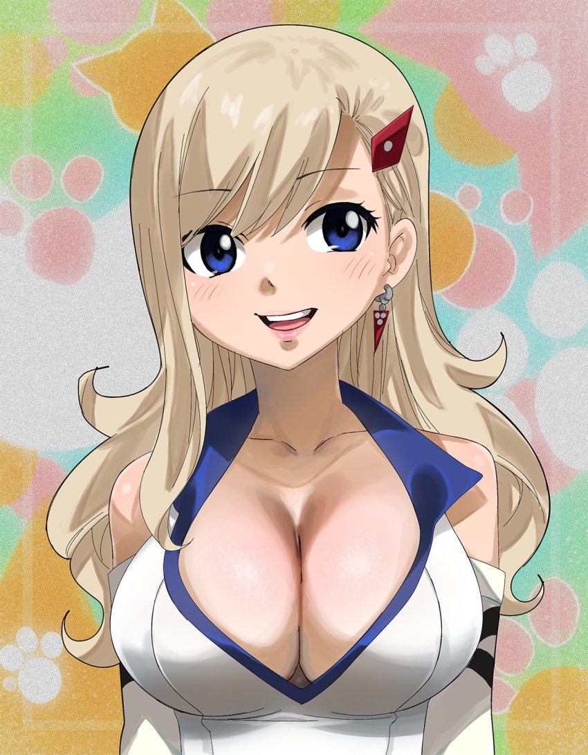 1girls big_breasts big_cleavage blonde_hair blue_eyes cleavage clothed edens_zero female_only gaston18 rebecca_bluegarden smile solo upper_body